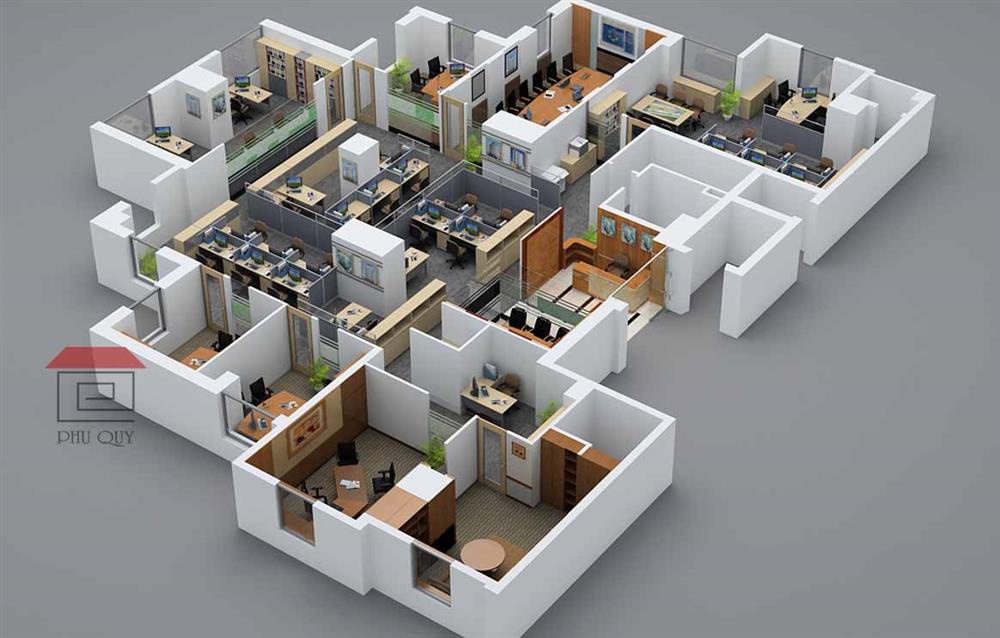 Mẫu thiết kế văn phòng không gian mở